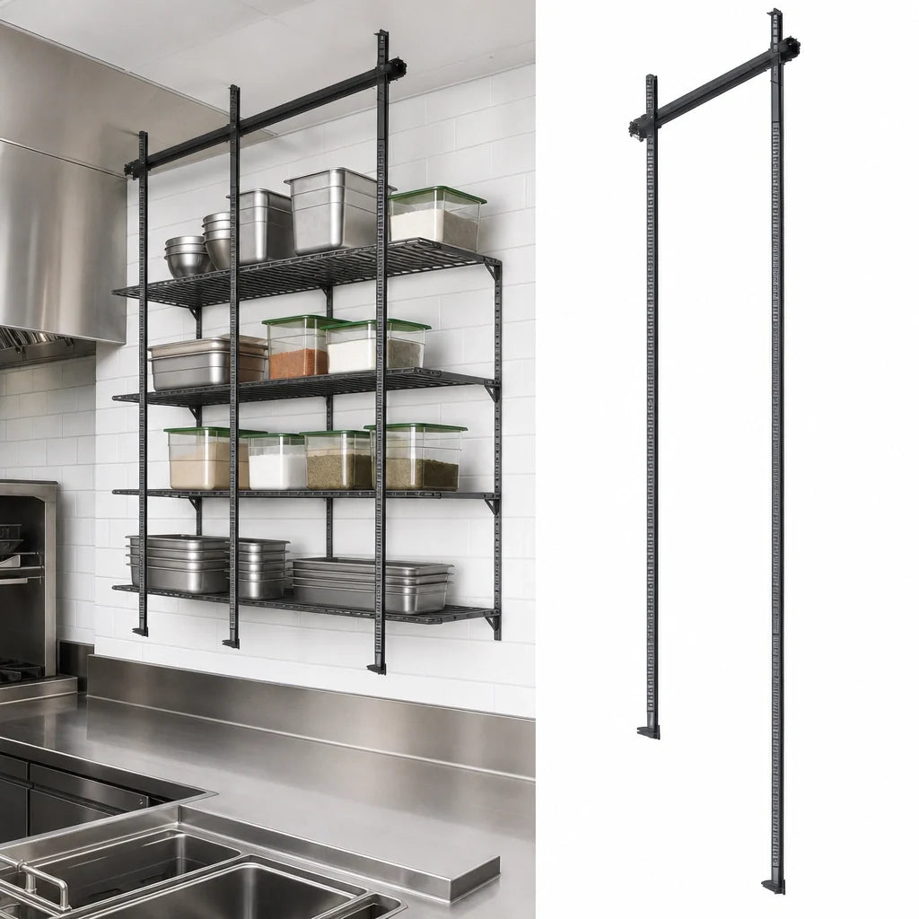 Quantum TTK-C21BK 21-Inch Intermediate Overhead Track Shelving Kit, 86-Inch Posts, Black Epoxy Finish