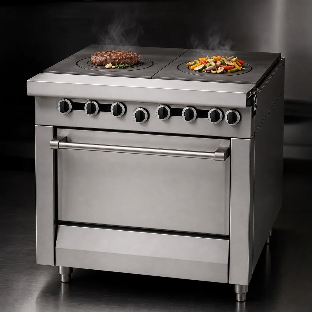 Garland Master MST45T-E 34-Inch Modular Gas Front-Fired Hot Top Range Section with Dual 17-Inch Tops, Electric Ignition
