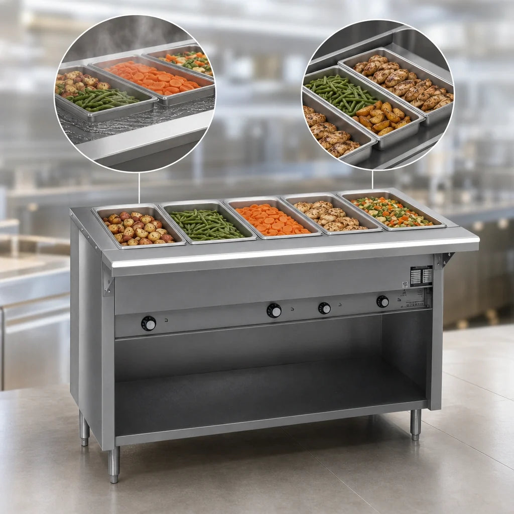 Eagle Group Spec-Master HT5CB-208-3 5-Well Electric Hot Food Table, 79" Wide, Wet/Dry Wells, Enclosed Base
