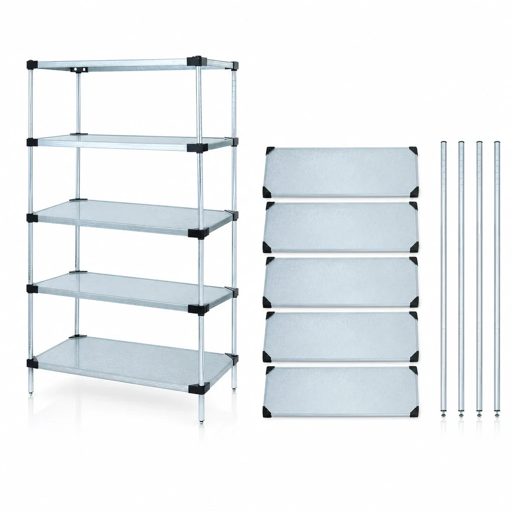 Quantum WR74-2130SG-5 Stationary Solid Shelving Starter Kit, 30 x 21 x 74 Inches, 5 Shelves