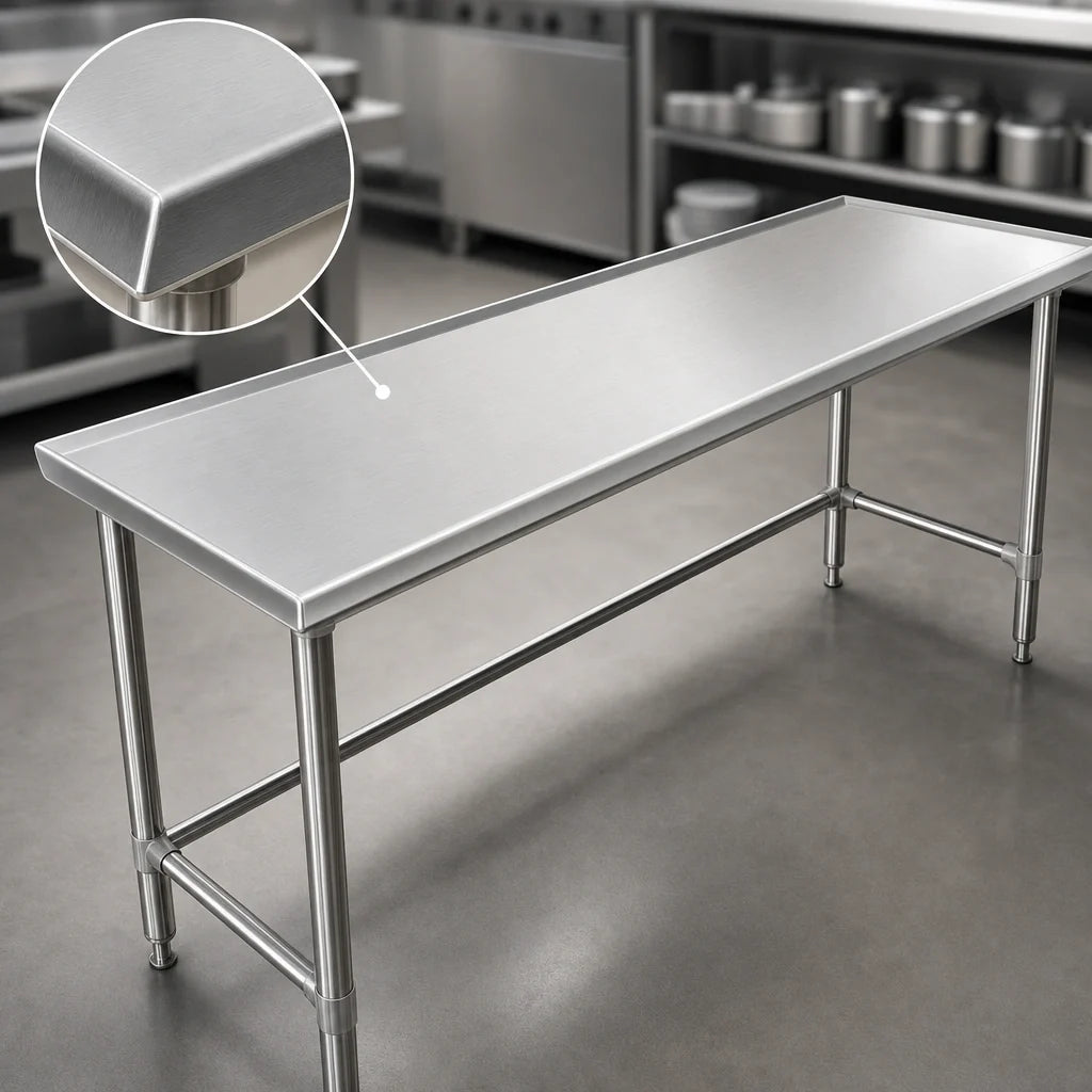 Eagle Group Spec-Master T2472STEM 72" W x 24" D Stainless Steel Work Table, 14-Gauge Top, Open Base, Marine Edge