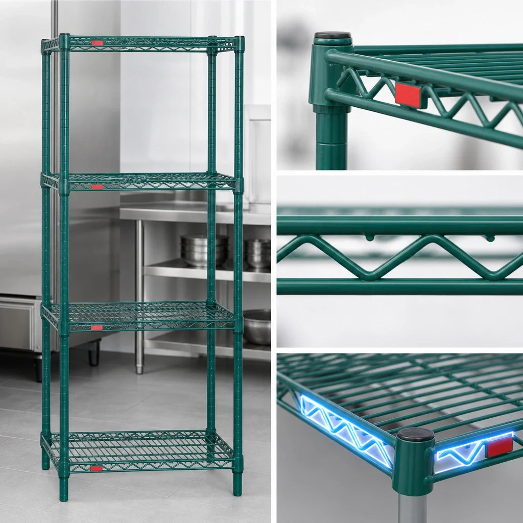 Eagle Group Valu-Gard S4-63-2124VG 4-Tier Starter Wire Shelving Unit, 24 x 21 x 63 Inches, Green Epoxy