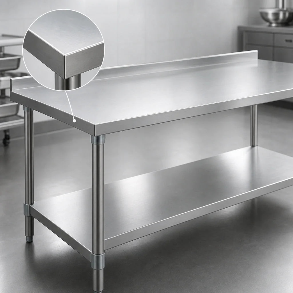 Eagle Group Spec-Master UT30144SE 144-Inch x 30-Inch Stainless Steel Work Table with Rear Up-Turn and Adjustable Undershelf