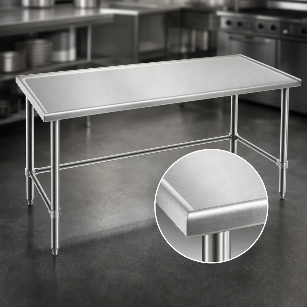 Eagle Group Spec-Master T36120STEM Stainless Steel Work Table, 120 x 36 in, 14-Gauge 300 Series Top, Marine Edge, Open Base