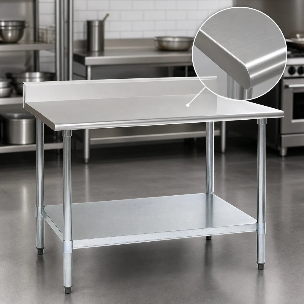 Eagle Group Spec-Master T3072E-BS 72" x 30" Stainless Steel Work Table with 4-1/2" Backsplash and Adjustable Galvanized Undershelf