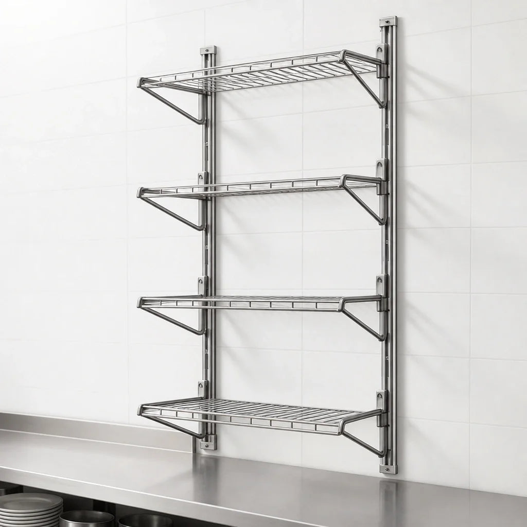 Eagle Group PWE18-4C Adjustable Post Wire Wall-Mount Prepackaged End Unit, Chrome, for 18-Inch Shelves, 63-Inch Posts