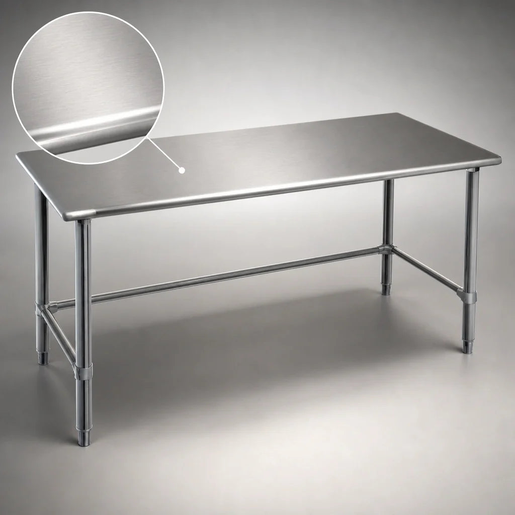 Eagle Group Spec-Master T3648STE 48" x 36" 14-Gauge 300-Series Stainless Steel Work Table with Rolled Edges and Open Base