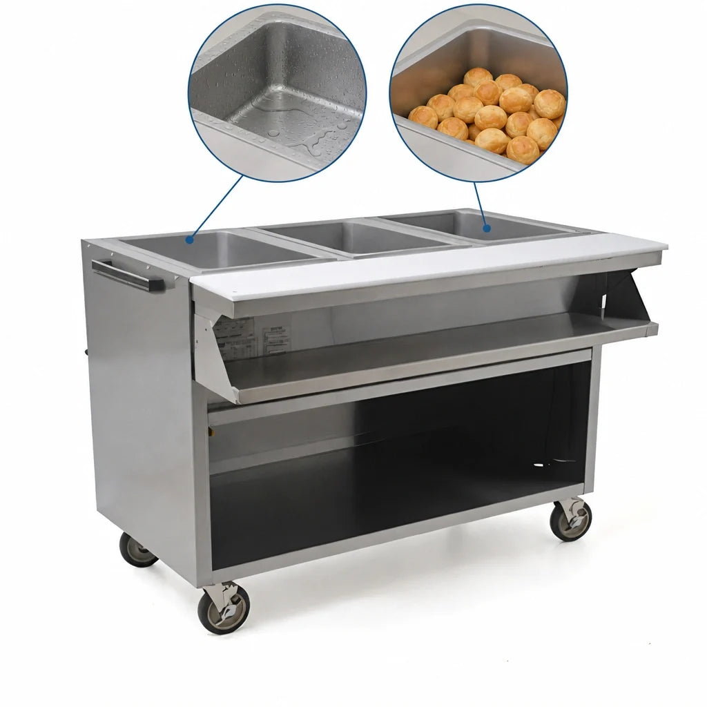 Eagle Group Spec-Master SPHT4OB-208 4-Well Electric Mobile Hot Food Table, Sealed Wells, Open Base, 208V
