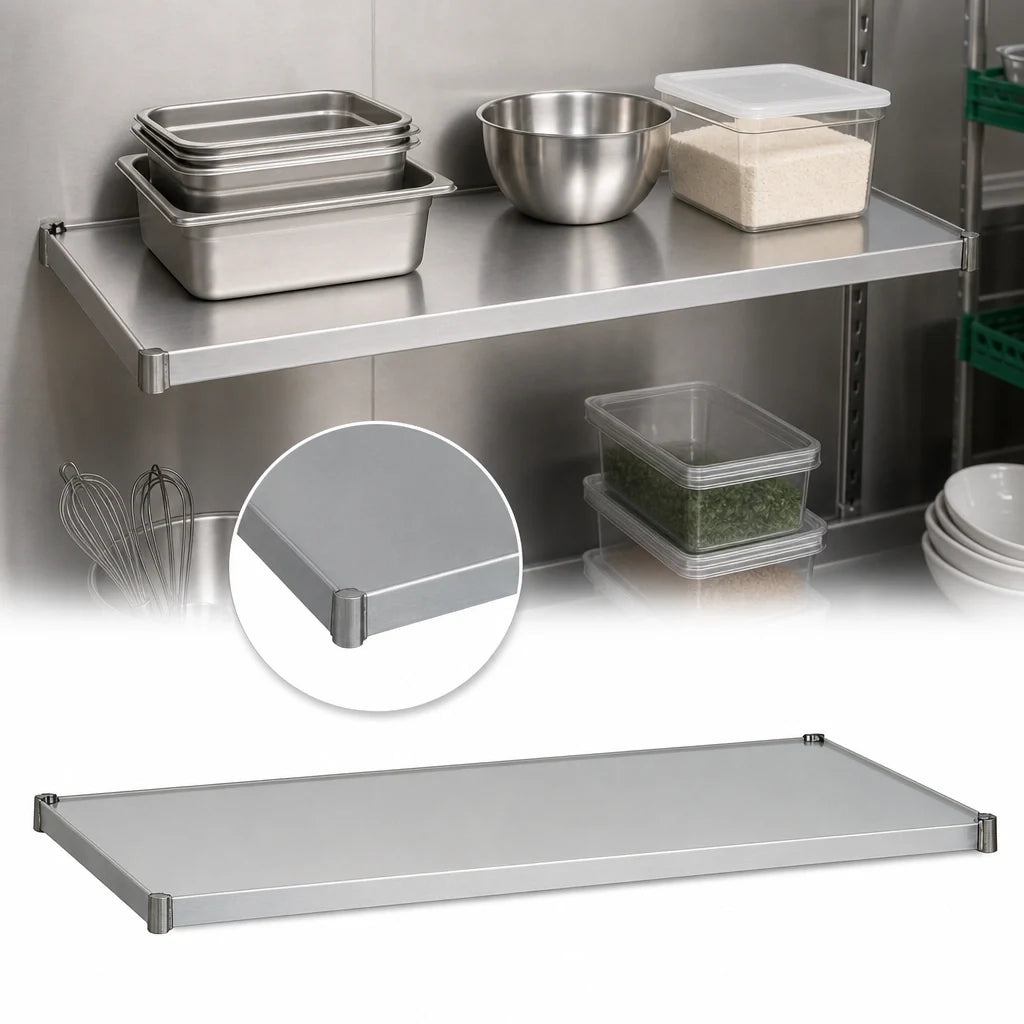 Eagle Group SS1430G Solid Galvanized Steel Shelf, 30"W x 14"D, Marine Edge, 600 lb. Capacity Case of 4