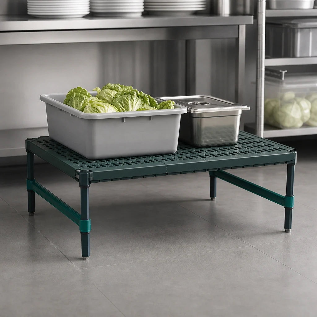 Eagle Group QuadPlus QP-DR2136E-GL Stationary Dunnage Rack with Louvered Polypropylene Mat, 36 x 21 x 14 in, 1000 lb Capacity