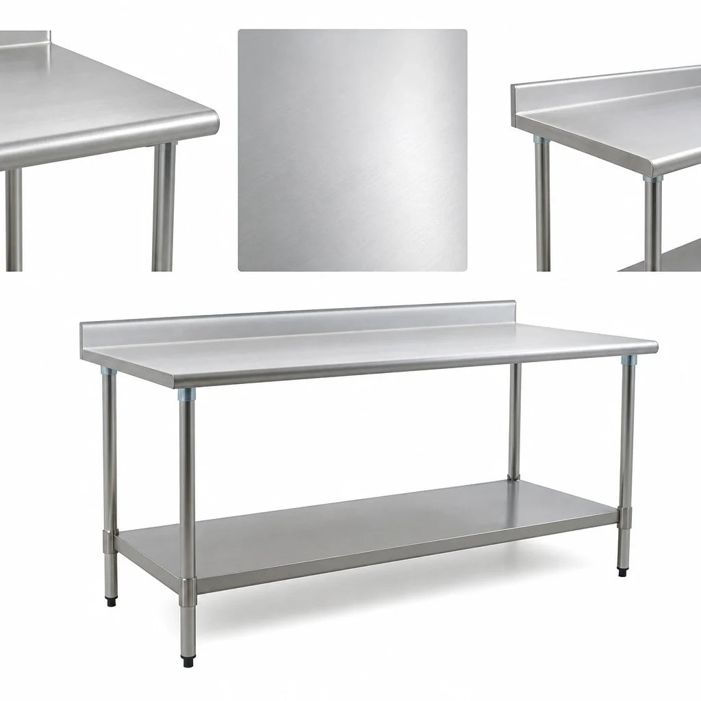 Eagle Group BlendPort® BPT-2484SB-BS 430 Stainless Steel Work Table with Backsplash and Adjustable Undershelf, 84 x 24 Inches