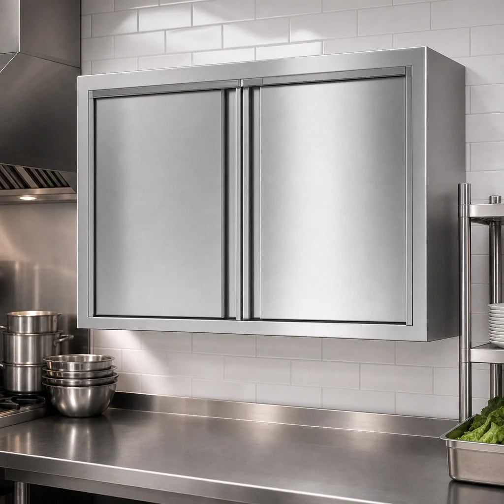 Eagle Group WCH-66 66-Inch Wall-Mounted Stainless Steel Cabinet with Hinged Doors, Sloped Top and Fixed Shelf