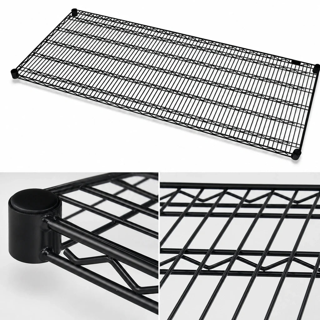 Quantum 3660BK 60"W x 36"D Black Epoxy Antimicrobial Wire Shelf, 600-800 lb. Capacity