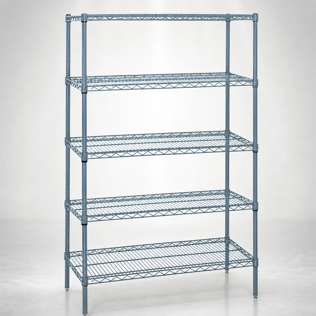 Quantum WR54-1442GY-5 42"W x 14"D x 54"H 5-Shelf Wire Shelving Starter Unit, Gray Epoxy