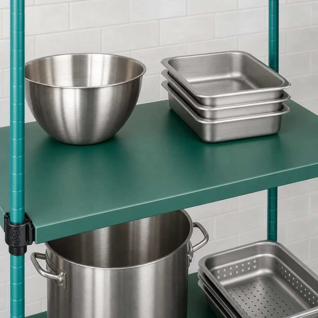 Eagle Group QuadPlus QPF-QA1842E-GS 42 x 18 Inch Solid Green Polymer Shelf Mat with Wire Quad-Adjust Frame Case of 4