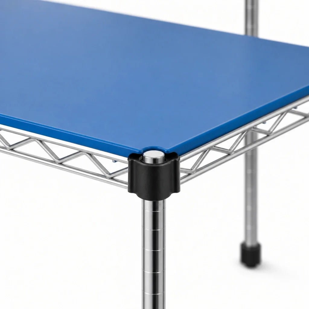 Eagle Group QuadPlus QPF-QA1842C-BS 42 x 18 Inch Solid Blue Polymer Shelf Mat with Chrome Wire Frame Case of 4