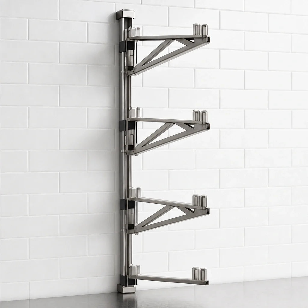 Eagle Group PWM24-4S Adjustable Post Wire Wall Mount Mid Unit for 24-Inch Shelves, Stainless Steel, 63-Inch Post