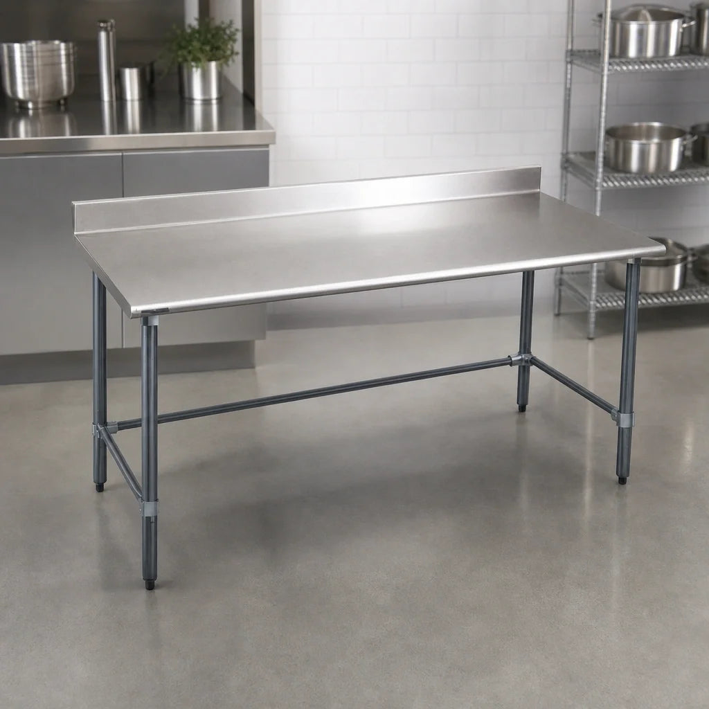 Eagle Group BlendPort® BPT-3084GTEB-BS 84 x 30 in Stainless Steel Work Table with 4-1/2 in Backsplash and Galvanized Open Base