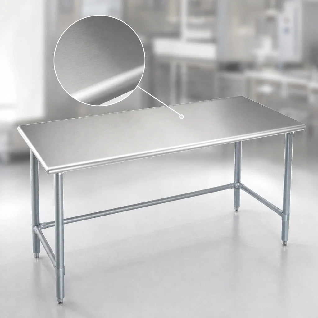 Eagle Group Spec-Master T3048GTE 48-Inch x 30-Inch 14-Gauge 304 Stainless Steel Flat-Top Work Table with Galvanized Open Base