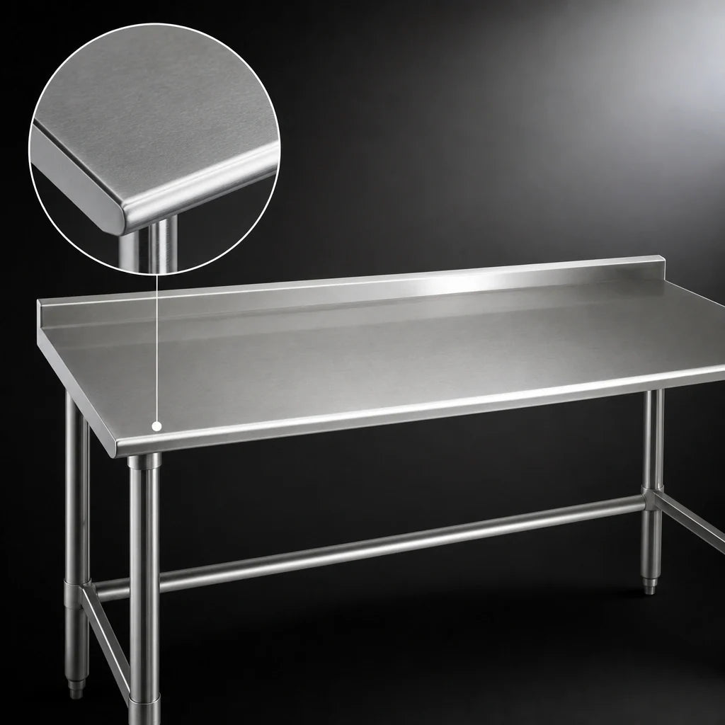 Eagle Group Spec-Master UT3660STE 60"W x 36"D Stainless Steel Work Table, 14-Gauge 300 Series Top, 1-1/2" Rear Upturn