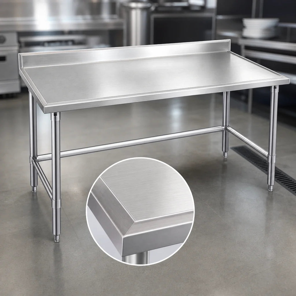 Eagle Group Spec-Master T24144STEM-BS 144-Inch x 24-Inch 14-Gauge Stainless Steel Work Table with 4-1/2-Inch Backsplash