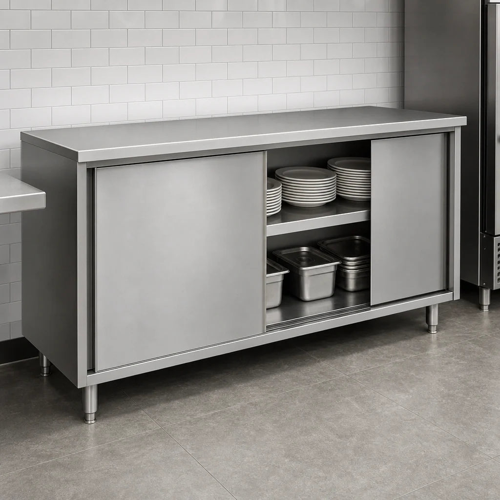 Eagle Group Spec-Master PCS1572SE-CS 72-Inch Stainless Steel Plate Cabinet with Sliding Doors, 15-Inch Deep