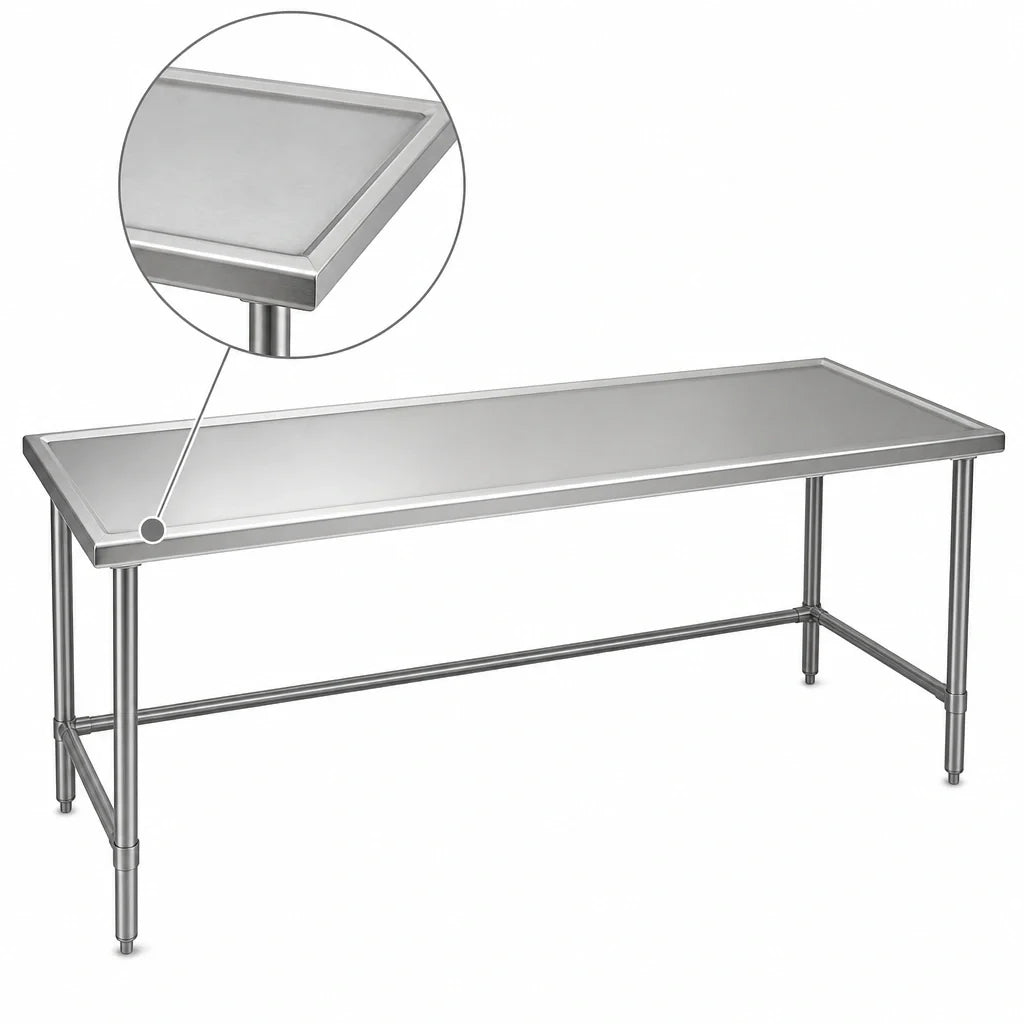Eagle Group Spec-Master T4884STEM Stainless Steel Marine Series Work Table, 84 x 48 in, Box Marine Edge, Open Base