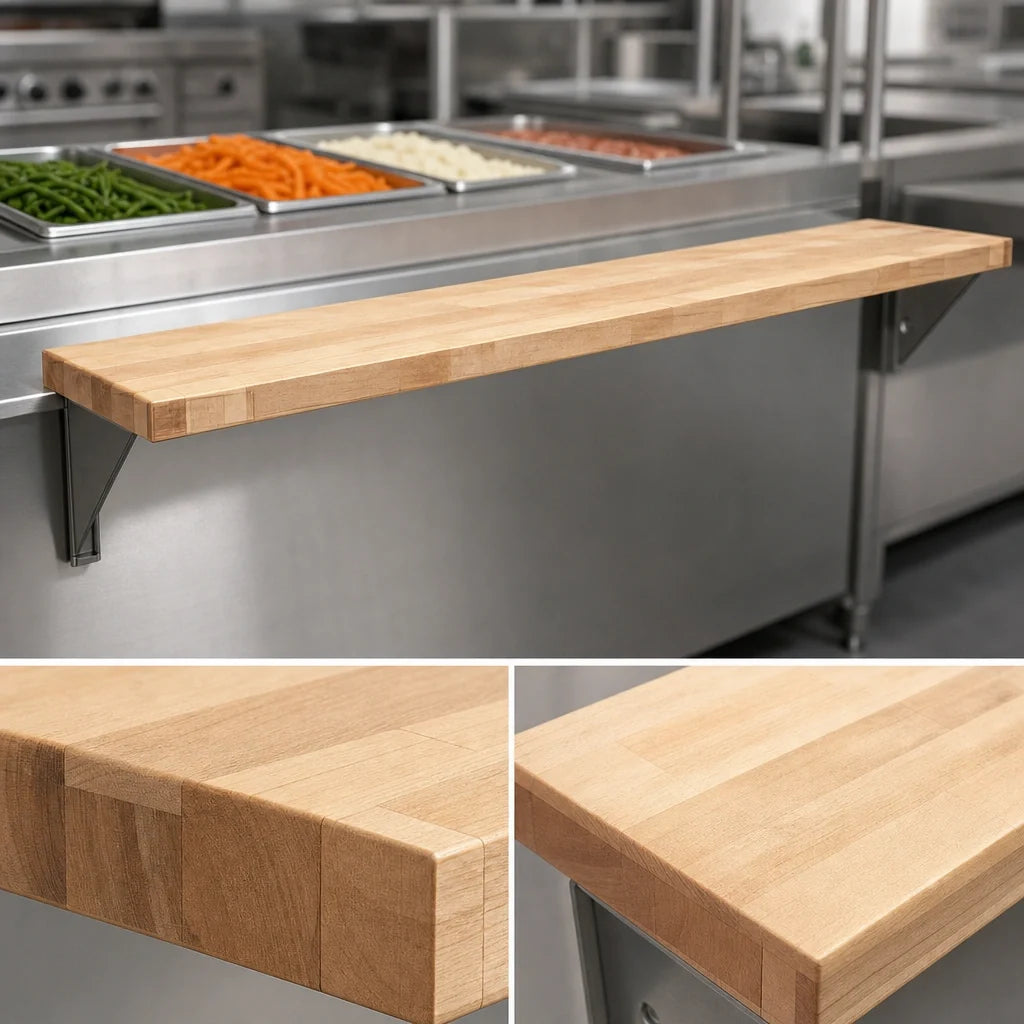 Eagle Group WB-HT5 Hardwood Cutting Board for HT5 Hot Food Table, 79W x 8D x 1-1/4" Thick, Stationary Brackets