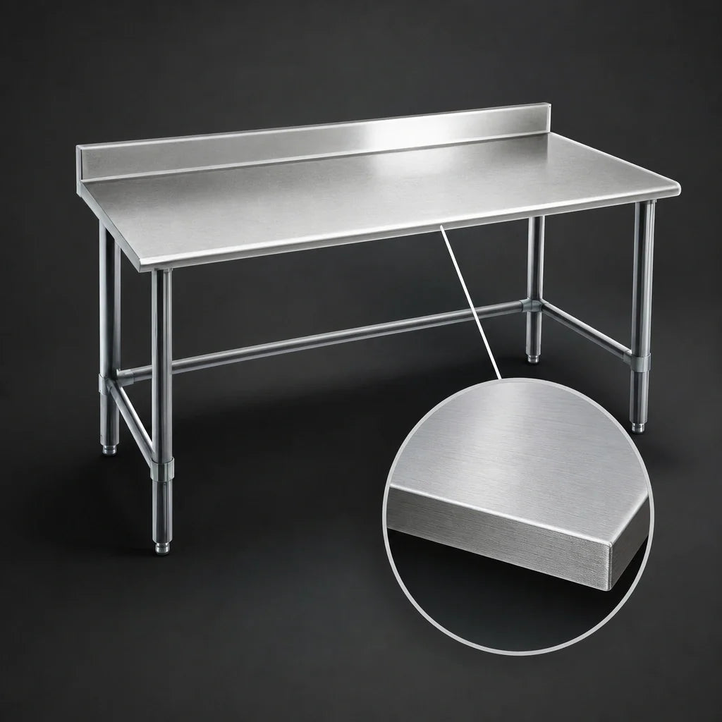 Eagle Group Spec-Master T3084STE-BS 84-Inch Stainless Steel Work Table with 4-1/2-Inch Backsplash, 14-Gauge Top, Open Base