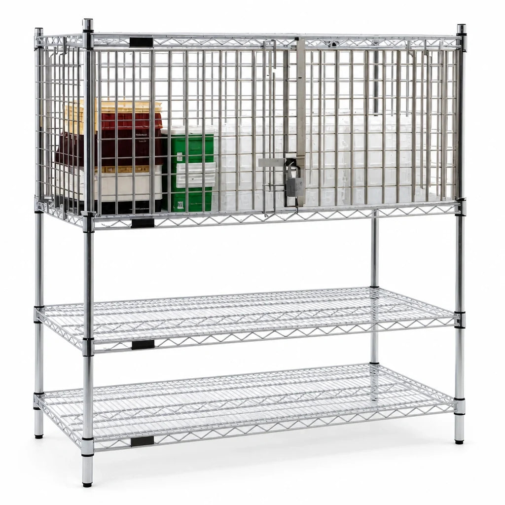 Eagle Group SECM2160S Stainless Steel Security Enclosure Kit, 60"W x 21"D, Side-Hinged Doors, for 21-Inch Shelving
