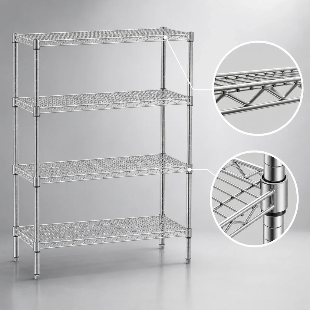 Eagle Group S4-63-2136S 4-Tier Starter Wire Shelving Unit, 36 x 21 x 63 Inches, Stainless Steel Finish