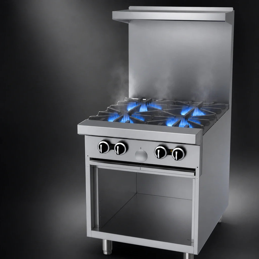Garland G Starfire Pro G24-4S 24-Inch Gas Restaurant Range with 4 Open Burners, Storage Base and High-Shelf Backguard