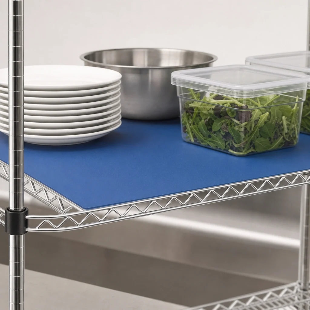 Eagle Group QuadPlus QPF-QA2130C-BS 30 x 21 in Solid Blue Polymer Shelf Mat with Chrome Wire Frame Case of 4