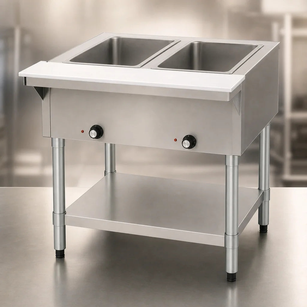 Eagle Group SHT2-LP 33-Inch Propane Hot Food Table with 2 Dry Wells, Open Base and Cutting Board