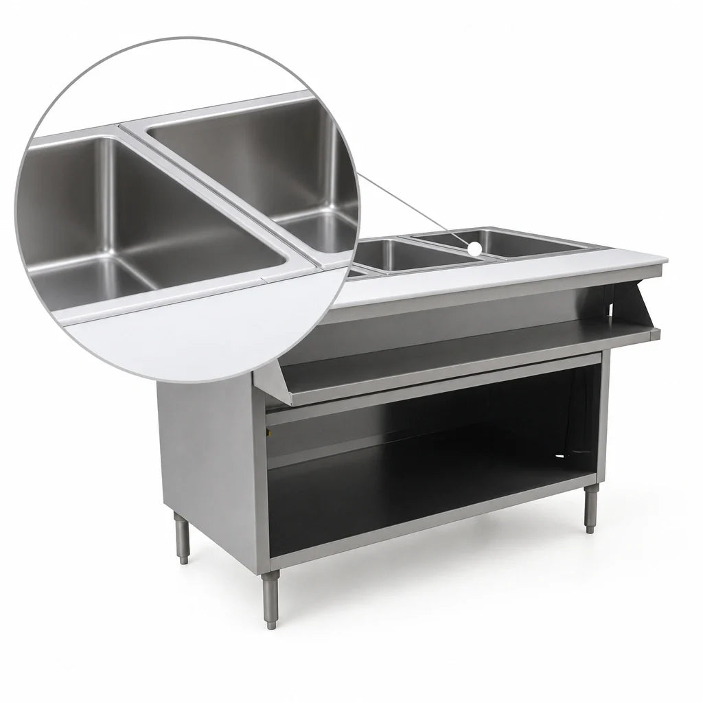 Eagle Group Spec-Master SHT2CB-240 33-Inch Electric Sealed Well Hot Food Table, 2 Wells, Sliding Doors, 240V