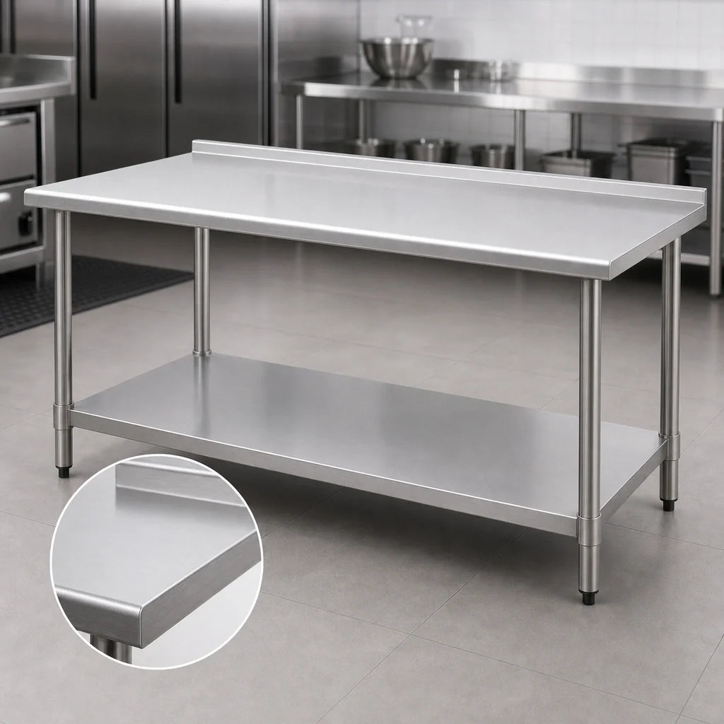 Eagle Group BlendPort® BPT-3048SB-UT 430 Stainless Steel Work Table with Rear Upturn and Adjustable Undershelf, 48 x 30 Inches