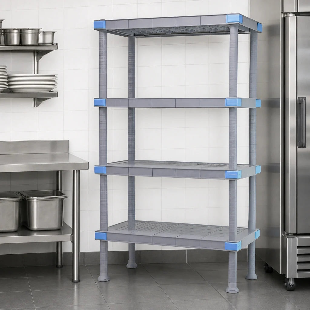 Quantum Millenia QP183086SS-5 All-Polymer Gray Solid Shelving Starter Unit, 30"W x 18"D x 86"H, 5 Shelves