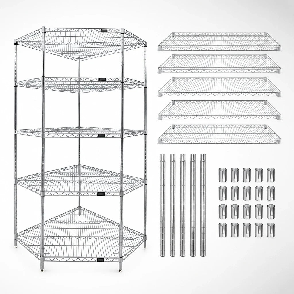 Quantum WR86-2442CRNC-5 42 x 24-Inch Chrome-Plated Wire Shelving Starter Kit, 5 Shelves