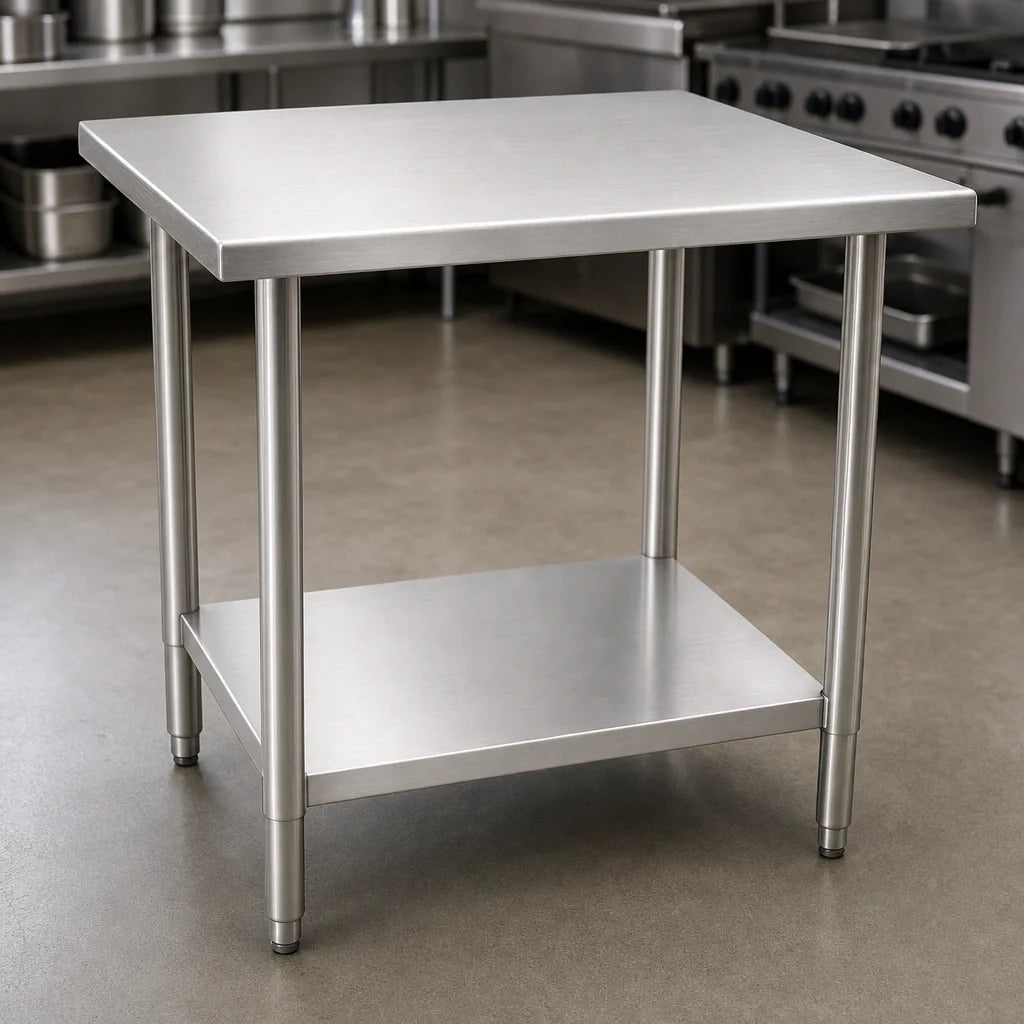 Eagle Group BlendPort® BPT-2448SL 18-Gauge 430 Stainless Steel Flat-Top Work Table with Open Undershelf, 48W x 24D