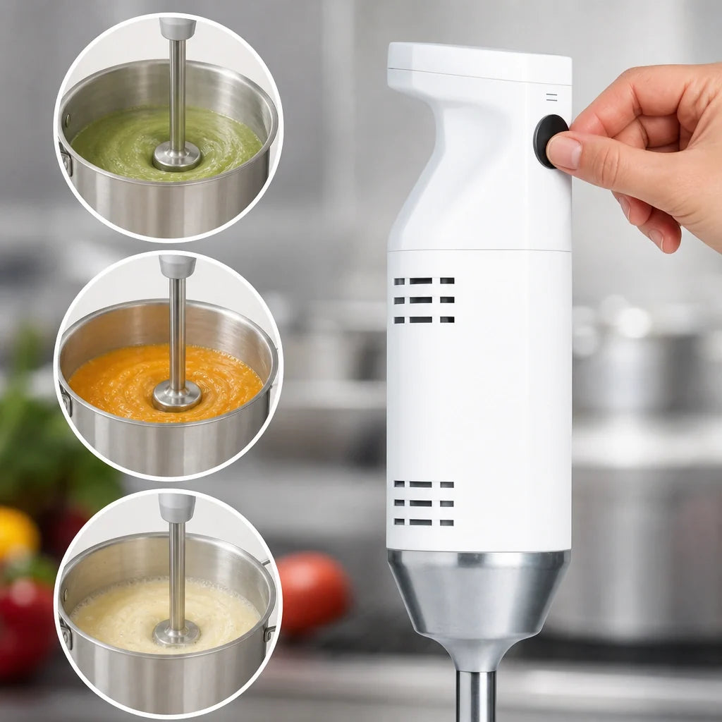 Dynamic USA MiniPro MX070.14 Hand-Held Variable-Speed Immersion Blender, 6.5-Inch Detachable Stainless Steel Shaft, 4 Titanium Blades