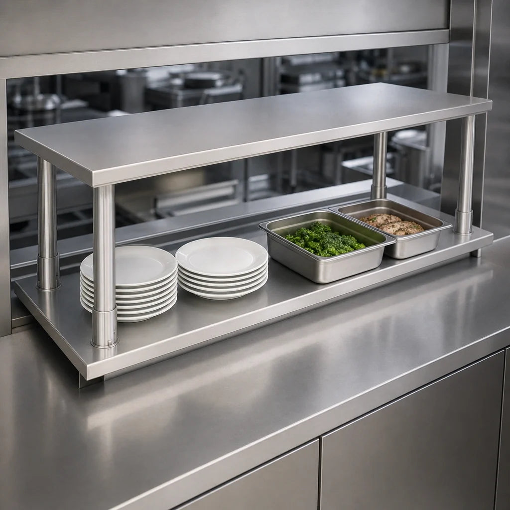 Eagle Group PTS-2472-2 Pass-Thru Wall-Mounted Shelf with Overshelf, 72W x 24D, 304 Stainless Steel