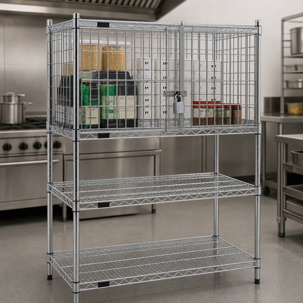 Eagle Group EAGLEbrite SECM2436Z Zinc Security Enclosure Kit with Hinged Doors, 36 in W x 24 in D, for 20 in Shelf Spacing