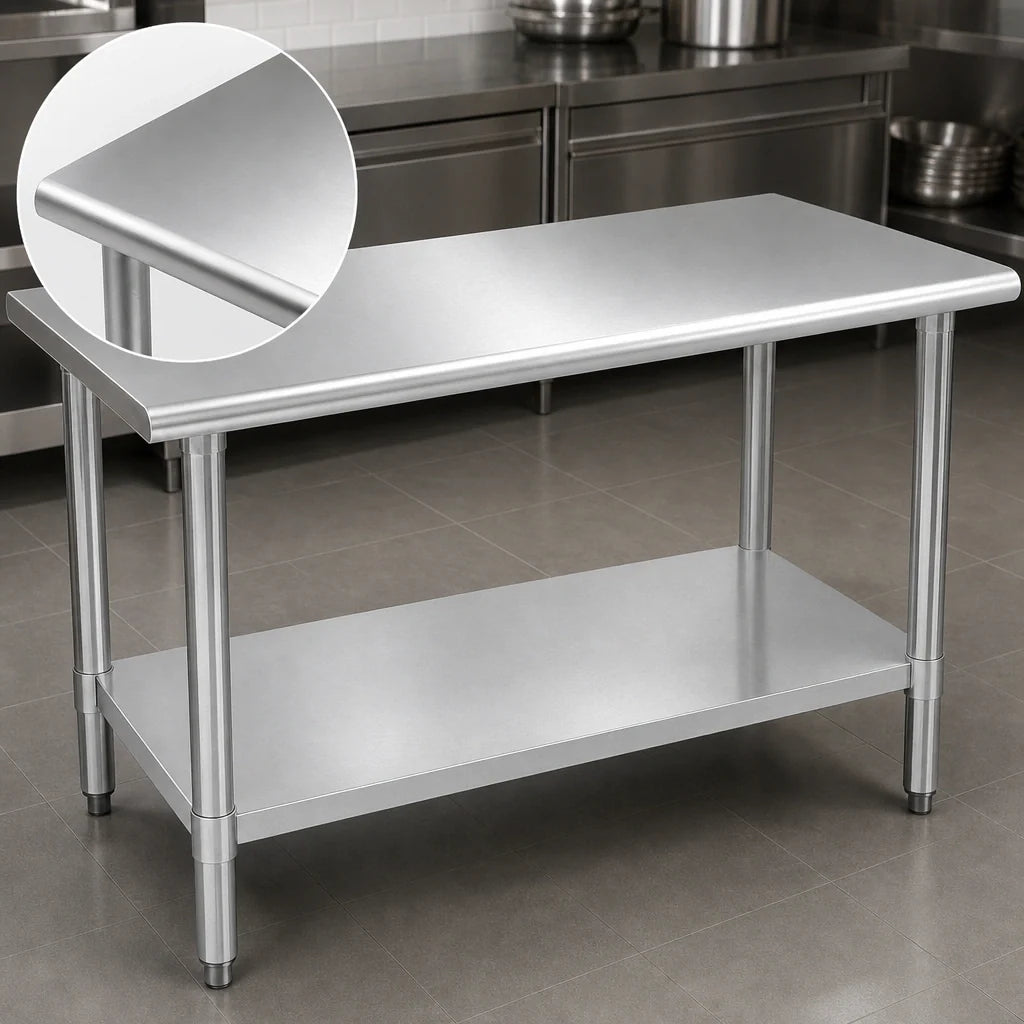 Eagle Group Budget Series T3672B 72-Inch x 36-Inch Flat Top 430 Stainless Steel Work Table with Adjustable Galvanized Undershelf