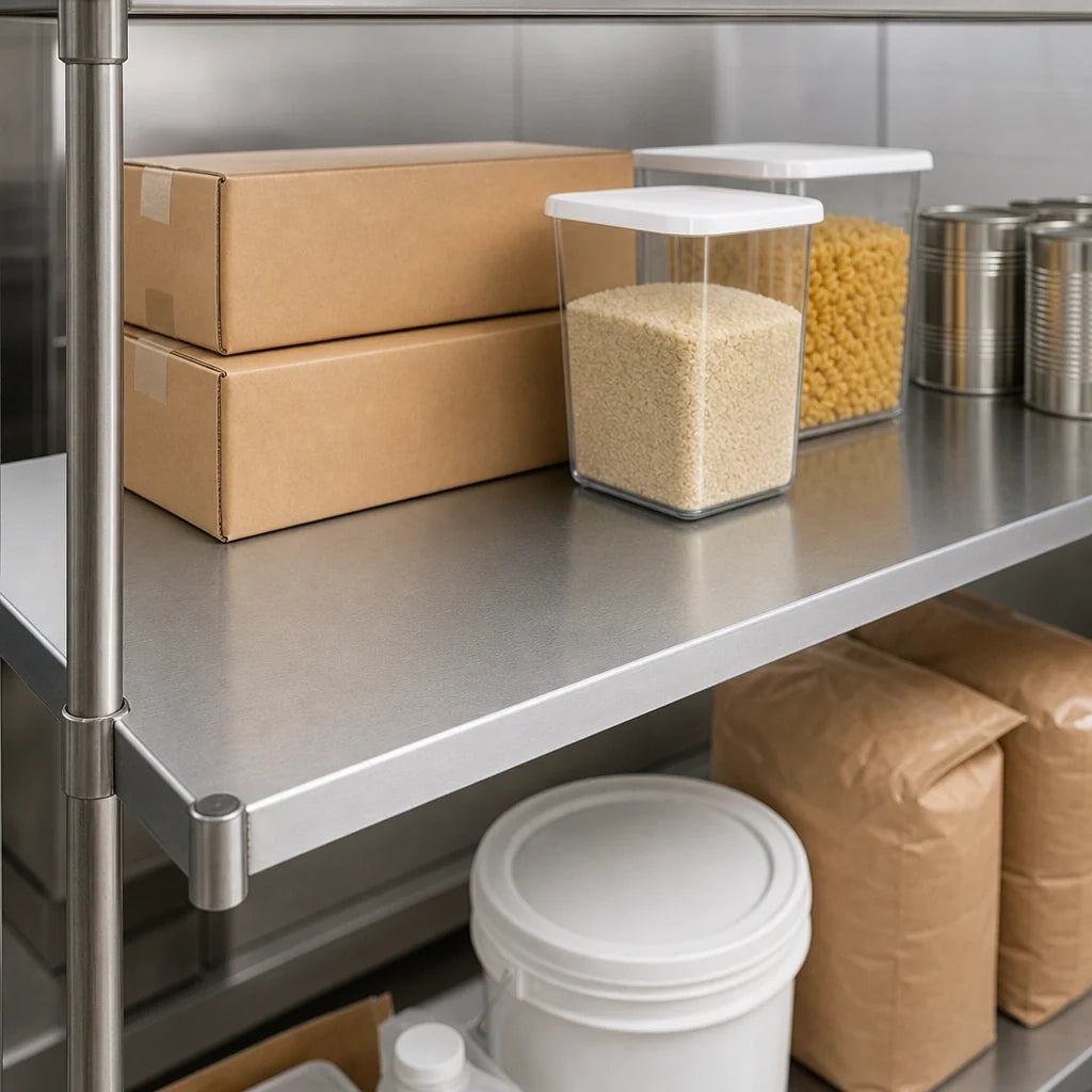 Eagle Group SS1448G 48" x 14" Solid Galvanized Steel Shelf, Marine Edge, 600 lb. Capacity Case of 4