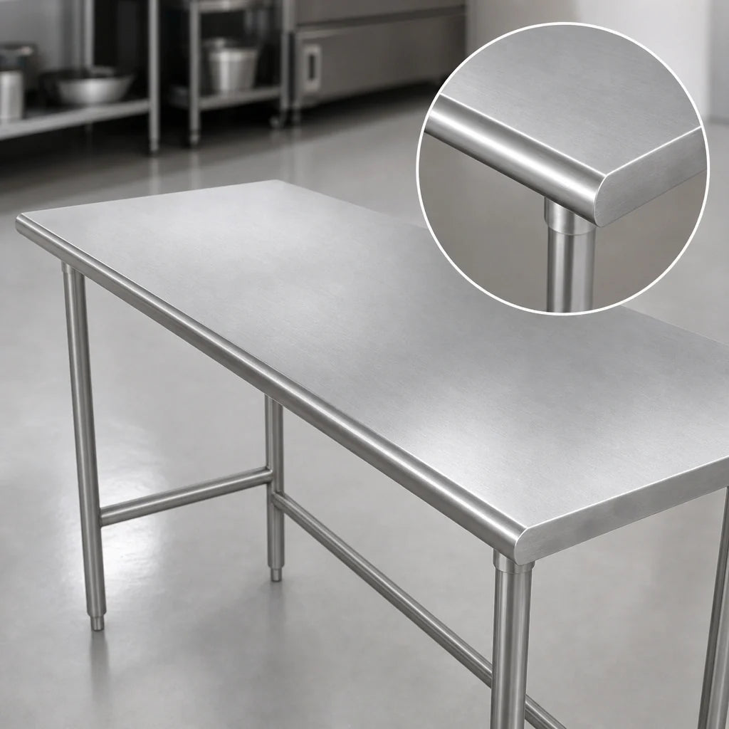 Advance Tabco TSS-366 72" x 36" Stainless Steel Flat-Top Work Table, 14-Gauge 304 Top, Open Base with Crossrails