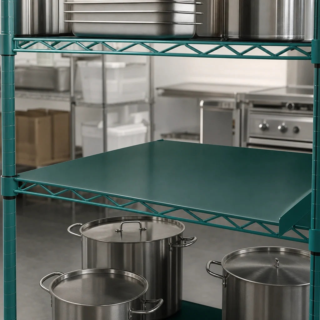 Eagle Group QuadPlus QPF-2454E-GS-X Solid Green Polymer Shelf Mat, 54 x 24 Inches, Antimicrobial, Epoxy Wire Frame Case of 2