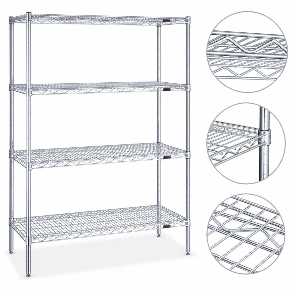 Eagle Group S4-63-2142C 4-Tier Chrome Wire Shelving Starter Unit, 42 x 21 x 63 Inches
