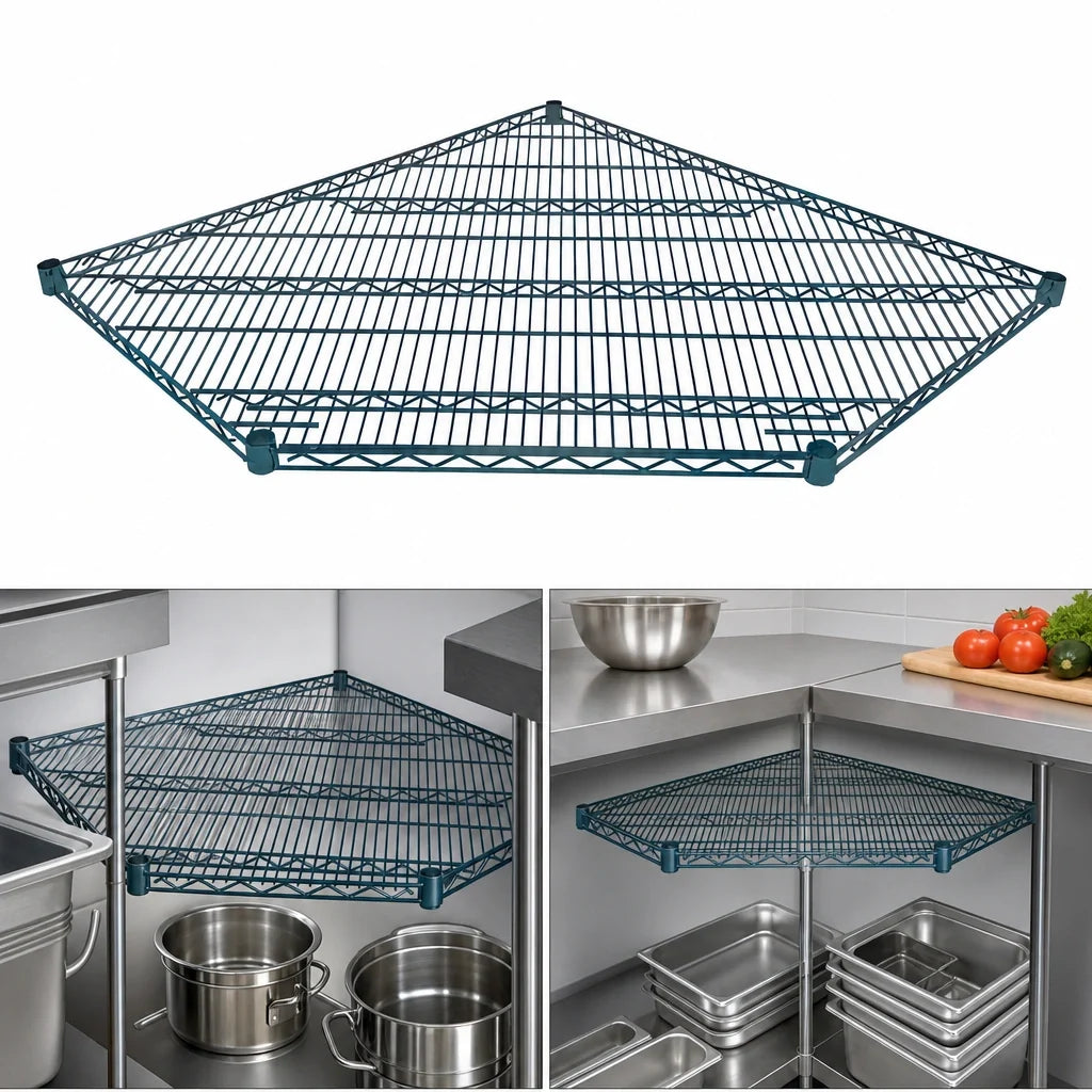 Quantum 2442CRNP 42 x 24 Inch 5-Sided Wire Shelf, Green Epoxy Antimicrobial Finish, NSF