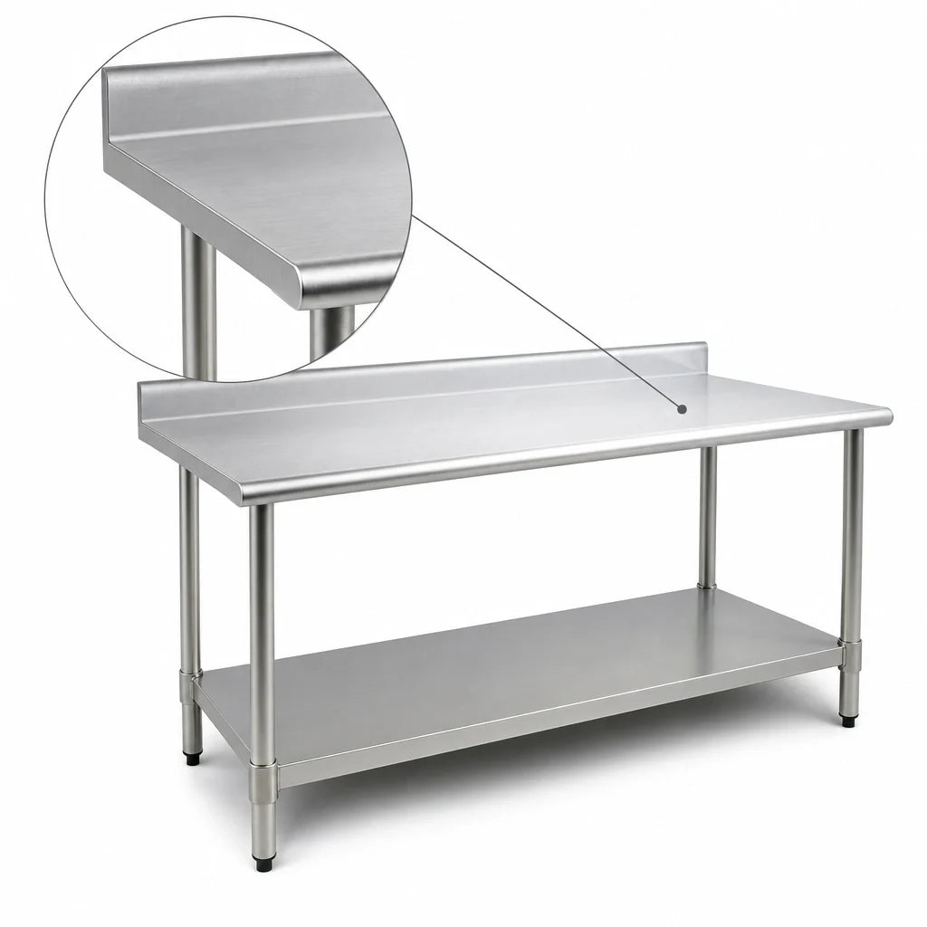 Eagle Group BlendPort® BPT-2448SEB-BS 48 x 24 Inch Stainless Steel Work Table, 300 Series Top, 4-1/2-Inch Backsplash, Adjustable Undershelf