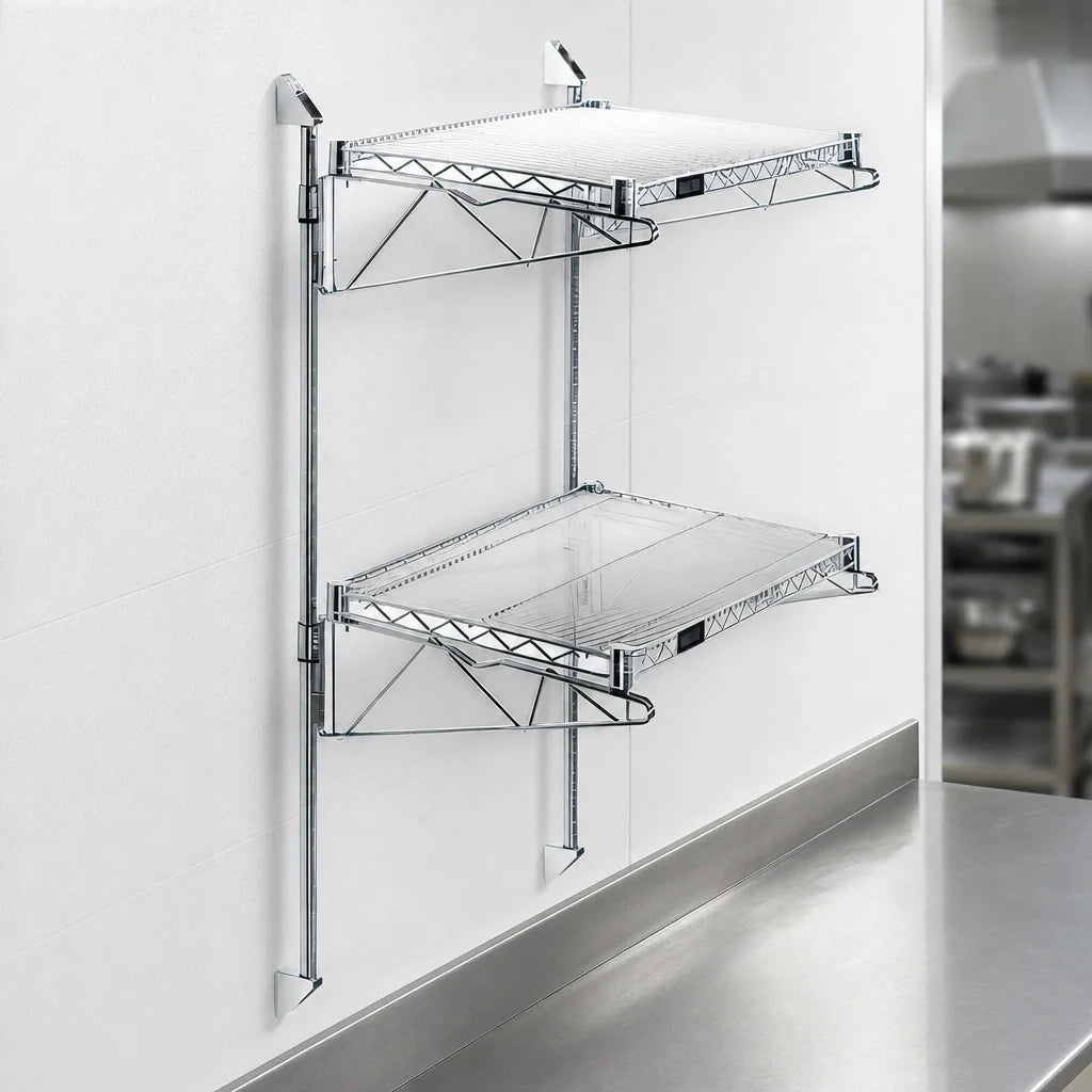 Quantum WC54-CB1248C Wall-Mounted Cantilever Single-Shelf Starter Unit, 54-Inch Posts, Chrome-Plated